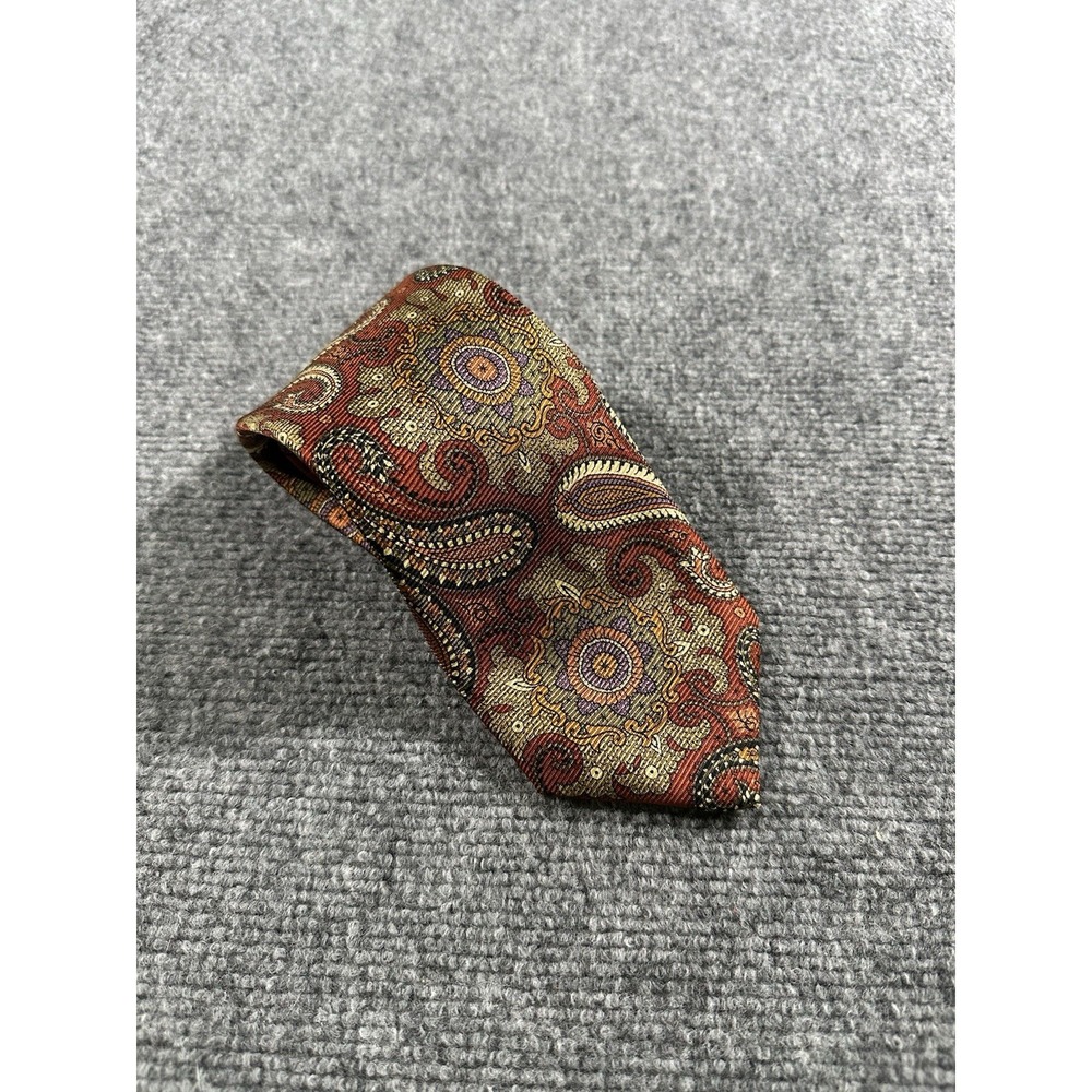 Robert Talbott 59"  Burnt Orange Tie Best Of Class Paisley Print Silk Made USA